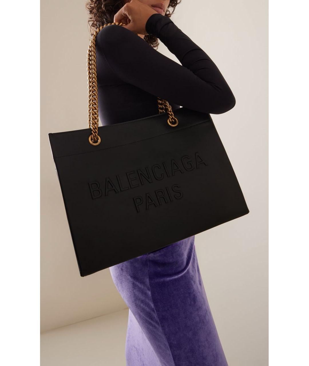 BALENCIAGA Черная кожаная сумка тоут, фото 8