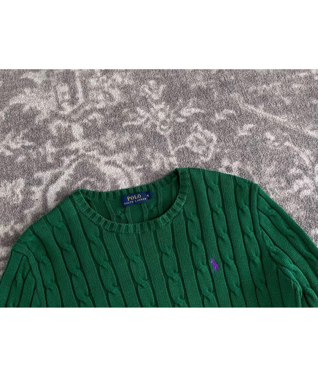 POLO RALPH LAUREN Зеленый хлопковый джемпер / свитер, фото 2