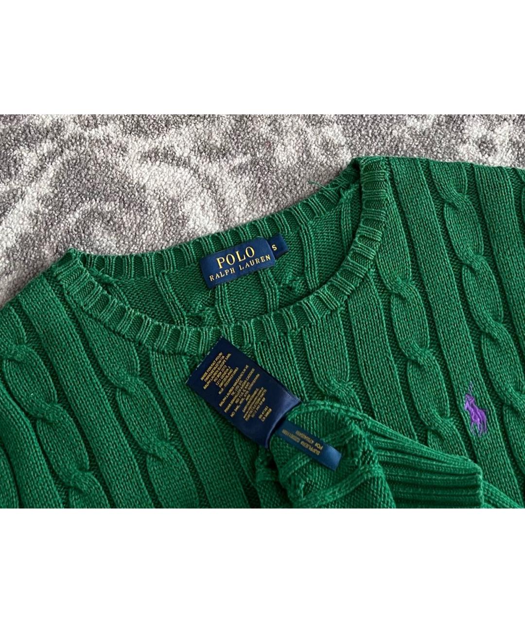 POLO RALPH LAUREN Зеленый хлопковый джемпер / свитер, фото 5