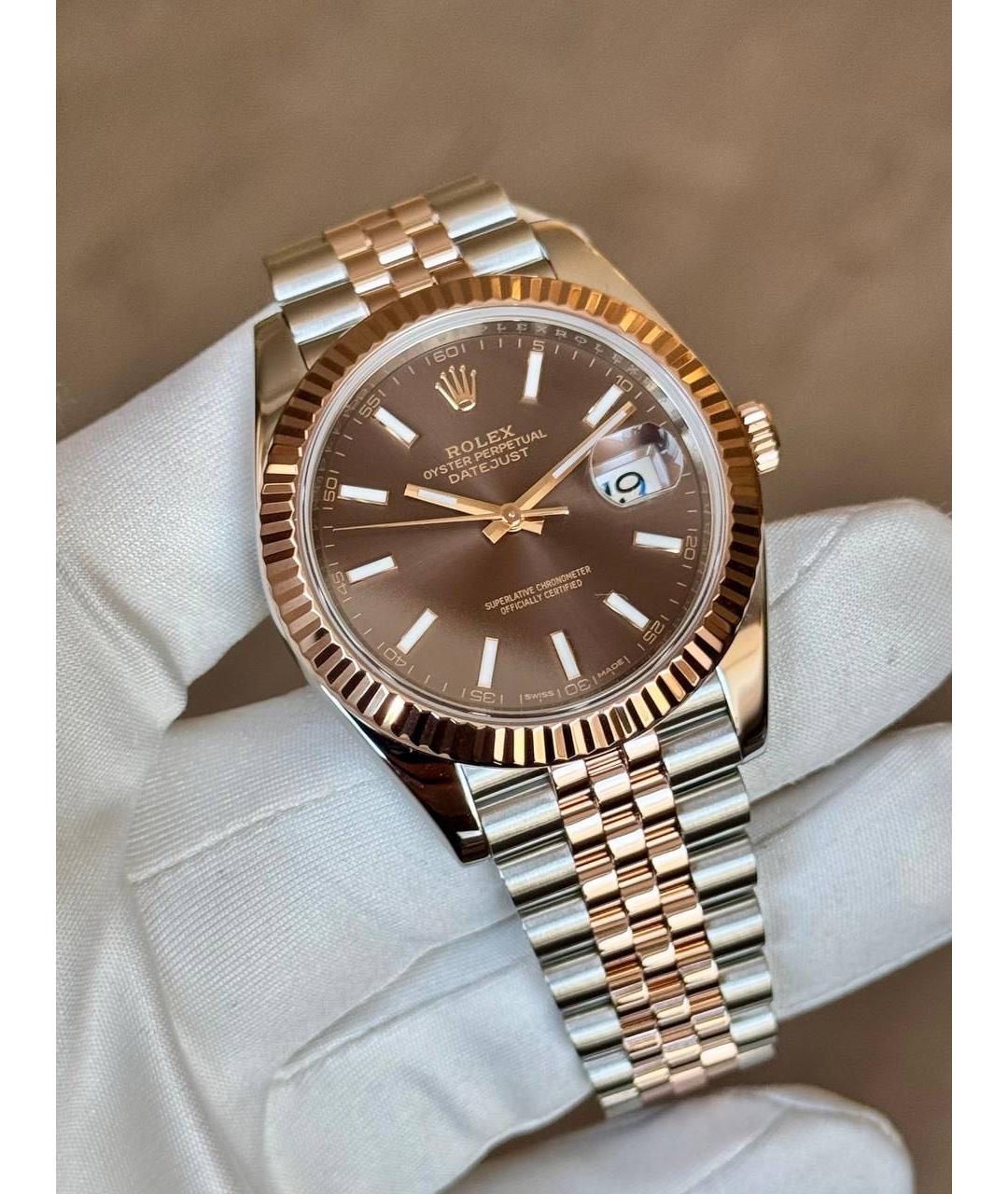 ROLEX Коричневые часы из розового золота, фото 8