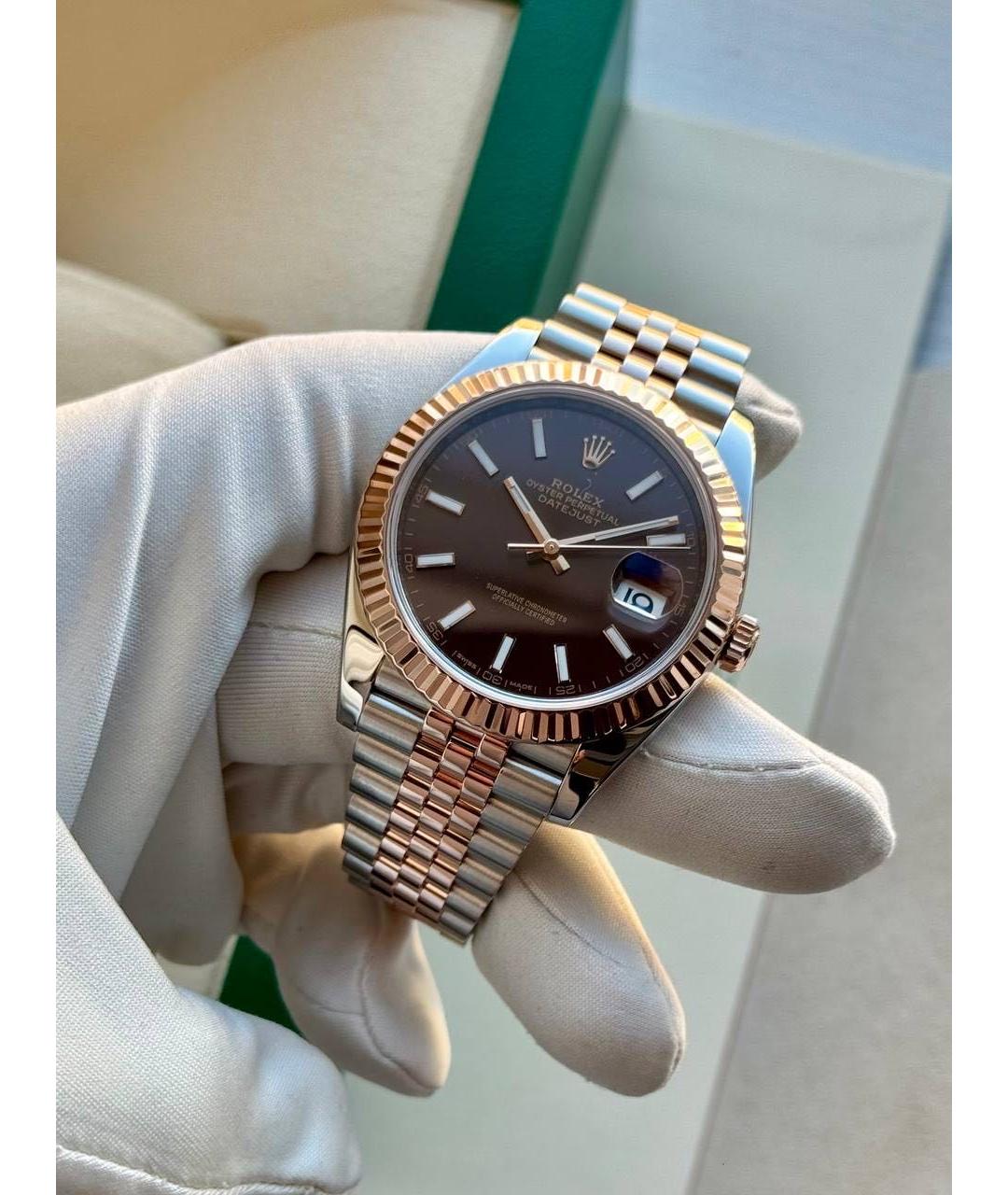 ROLEX Коричневые часы из розового золота, фото 7