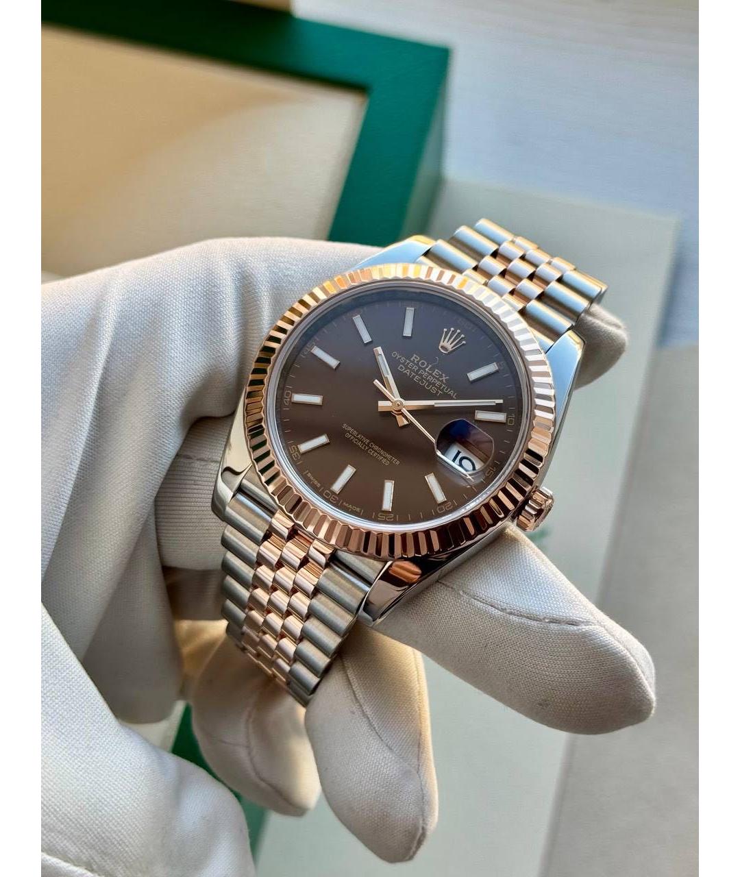 ROLEX Коричневые часы из розового золота, фото 6