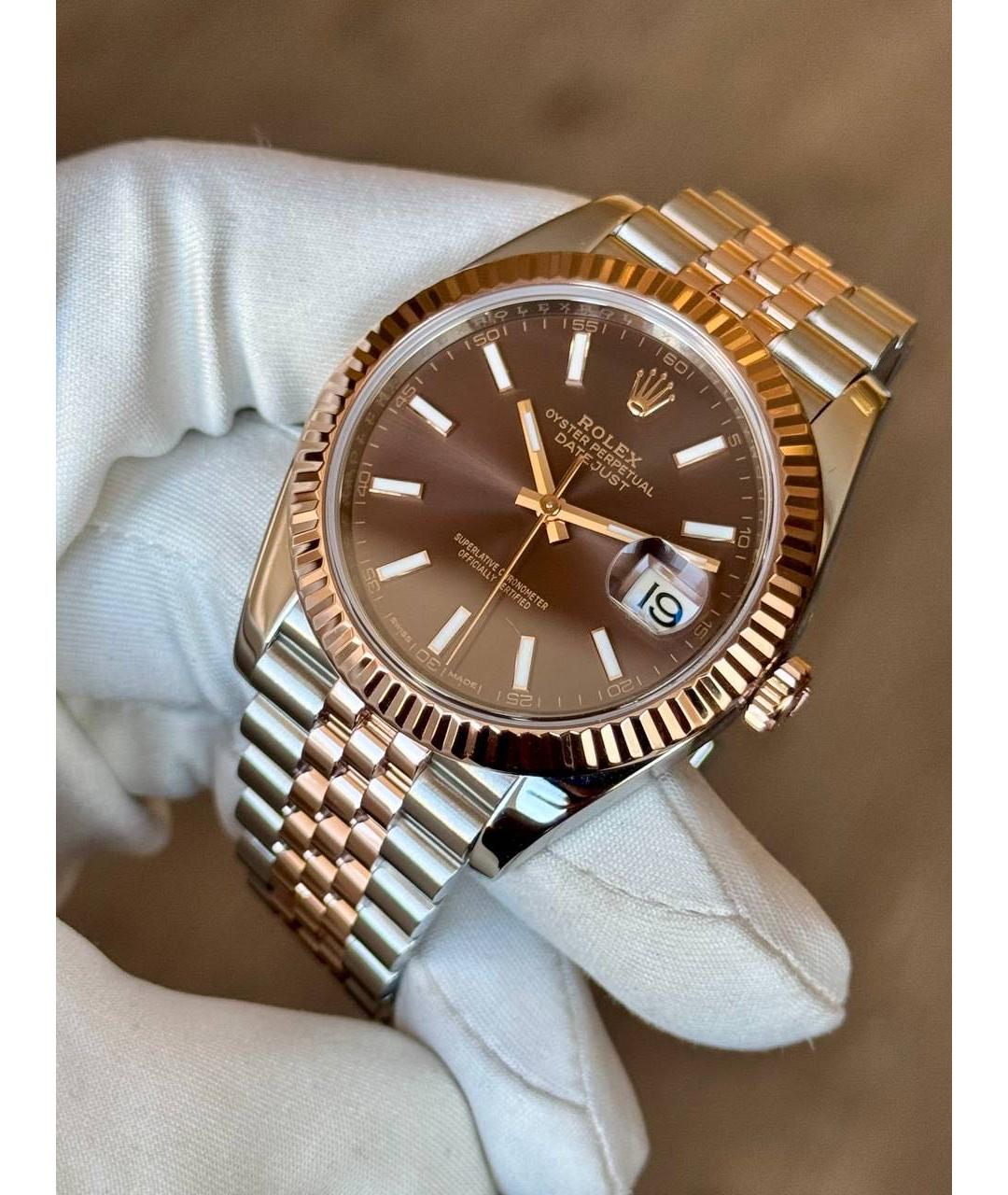 ROLEX Коричневые часы из розового золота, фото 3