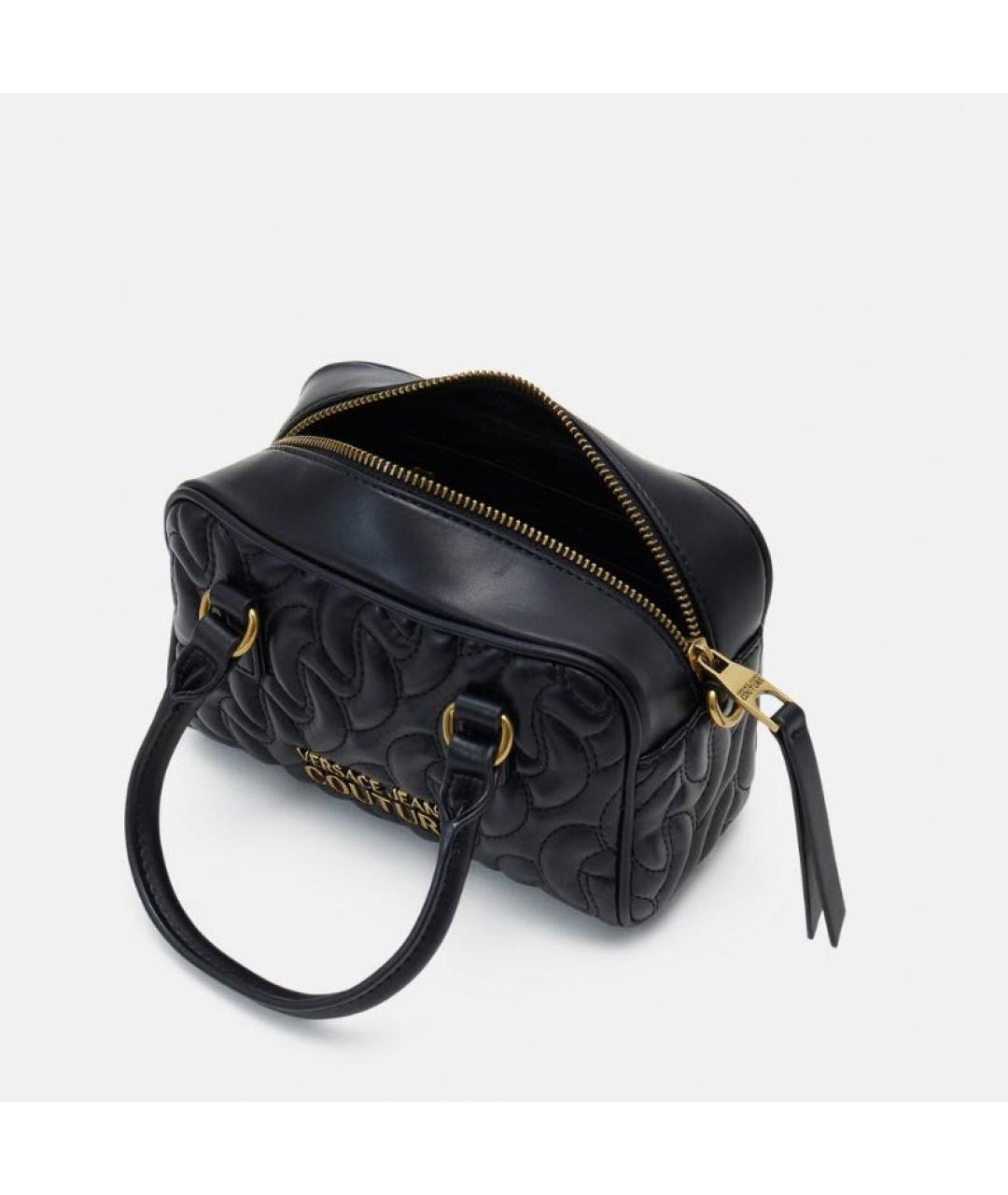 VERSACE JEANS COUTURE Черная сумка с короткими ручками из искусственной кожи, фото 3
