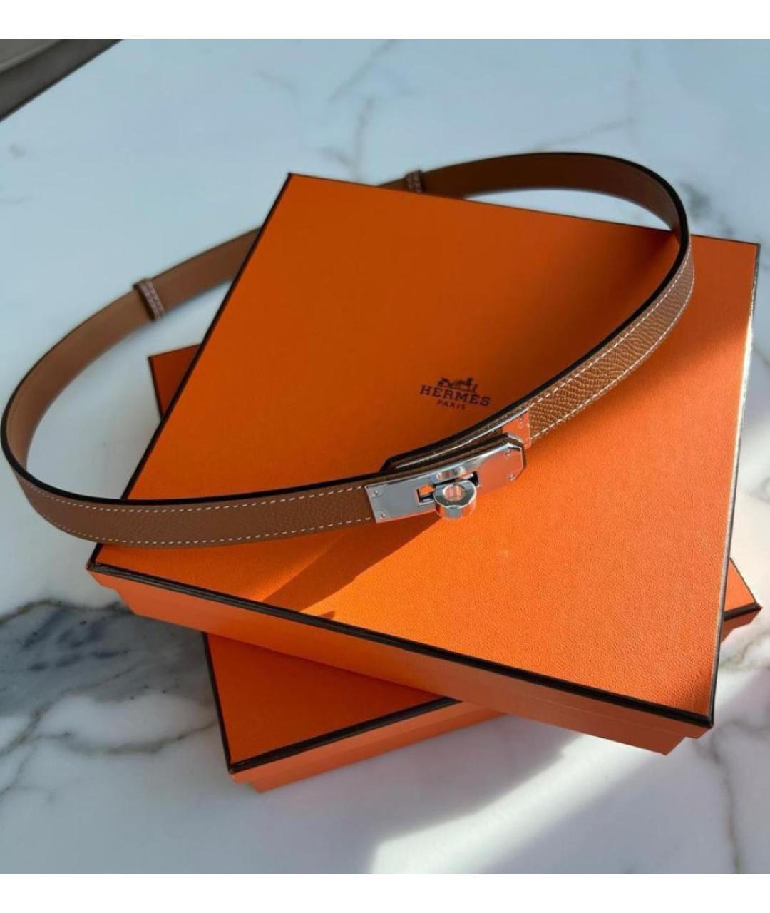 HERMES Коричневый кожаный ремень, фото 2