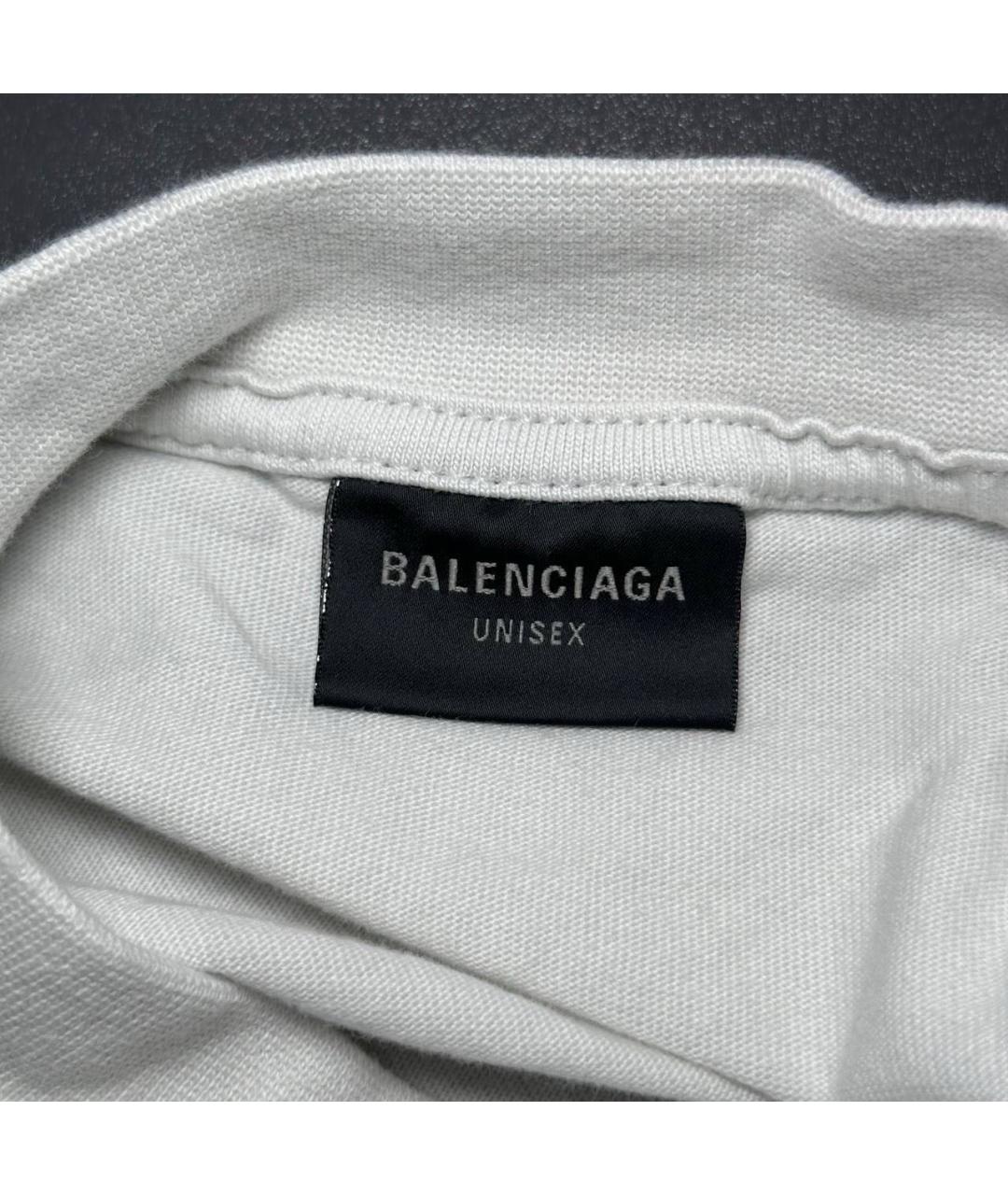 BALENCIAGA Белая хлопковая футболка, фото 5