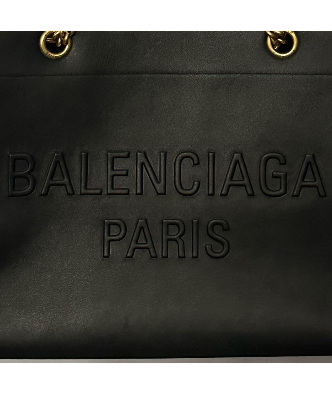 BALENCIAGA Черная кожаная сумка тоут, фото 7