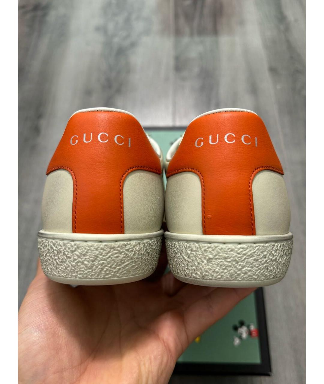 GUCCI Бежевые кожаные кеды, фото 4