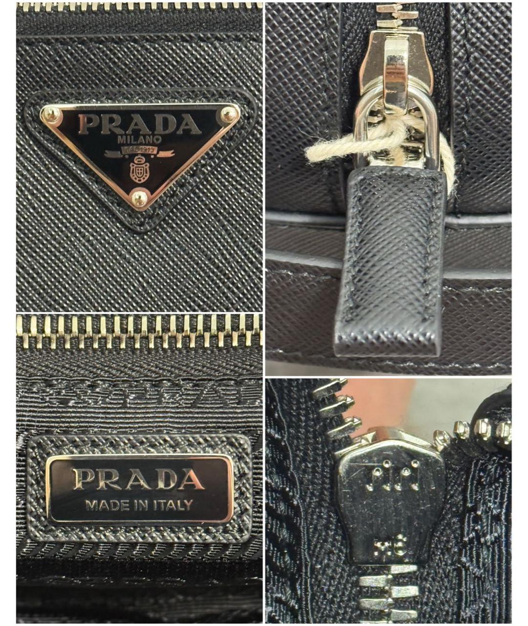 PRADA Черная кожаная барсетка, фото 7