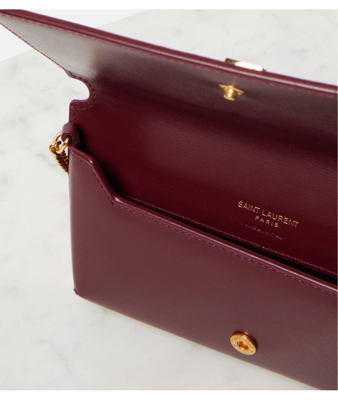 SAINT LAURENT Бордовая сумка через плечо из лакированной кожи, фото 4