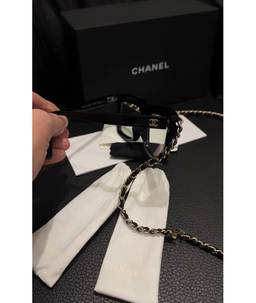 CHANEL Черные пластиковые солнцезащитные очки, фото 3