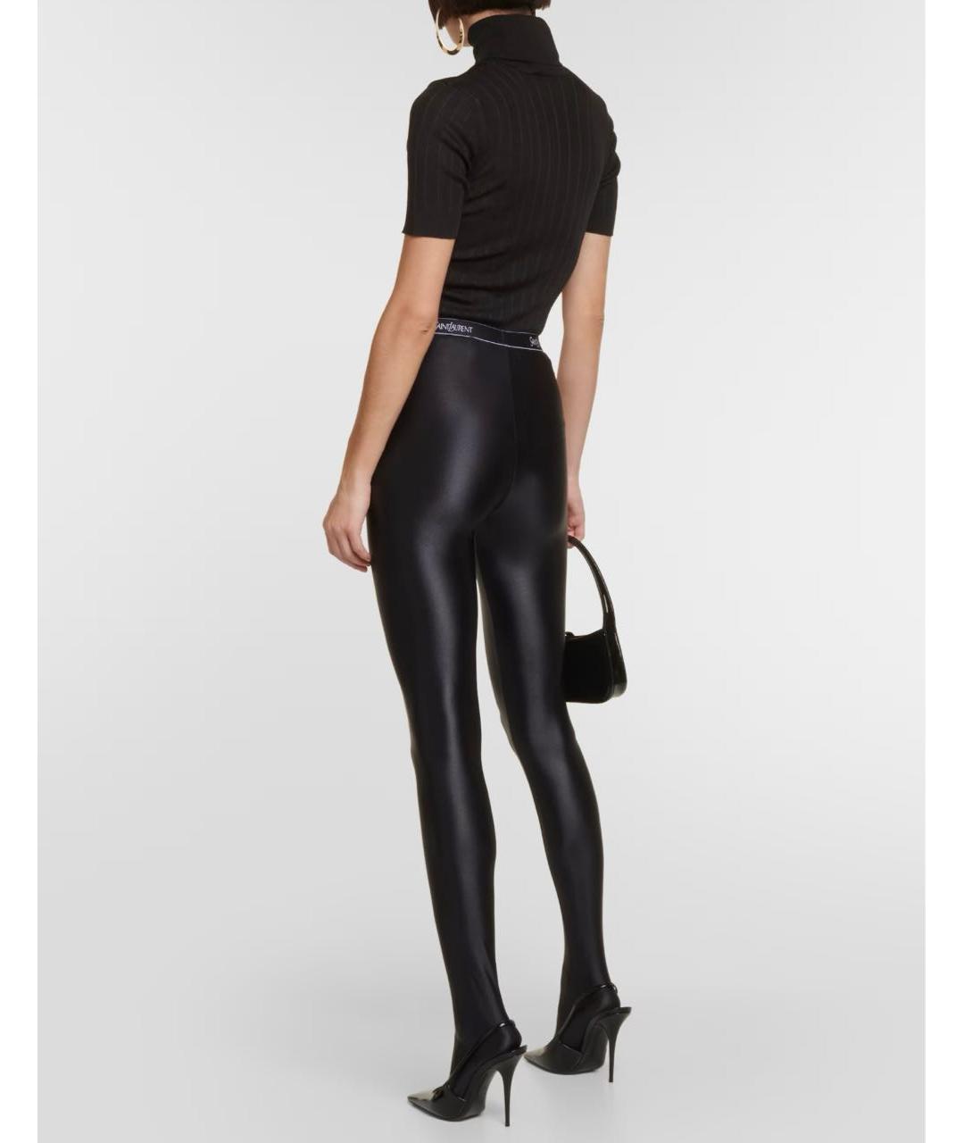 SAINT LAURENT Черные полиамидовые леггинсы и велосипедки, фото 4