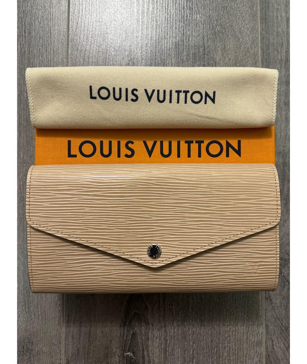 LOUIS VUITTON Бежевый кожаный кошелек, фото 9
