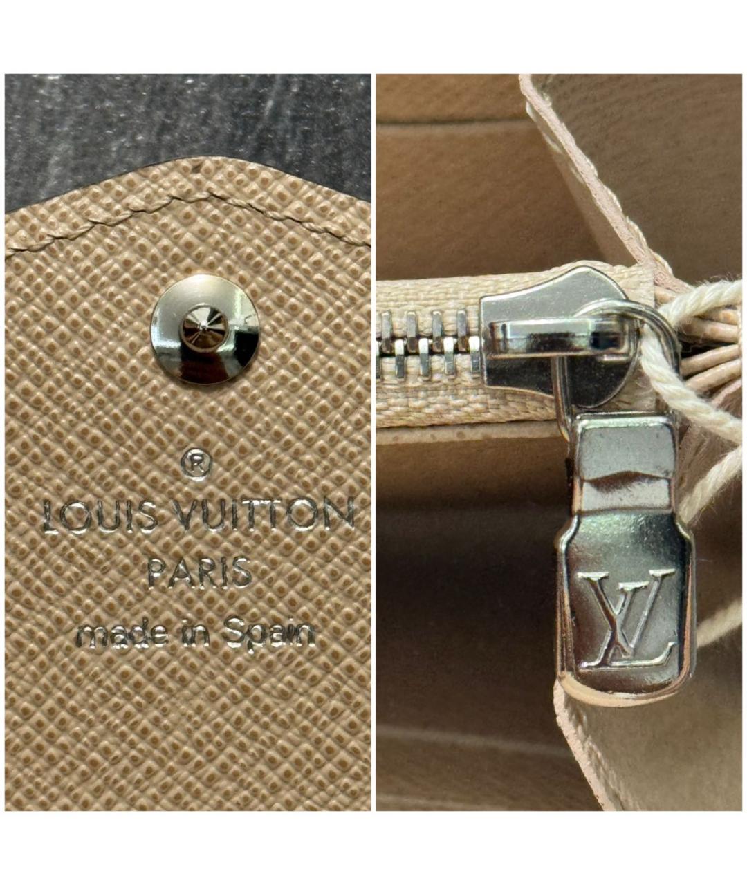 LOUIS VUITTON Бежевый кожаный кошелек, фото 4