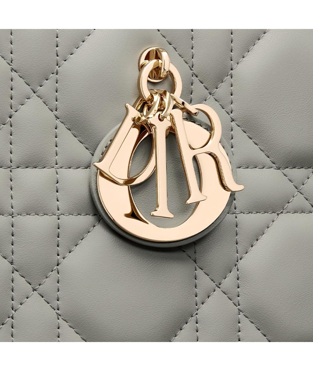 CHRISTIAN DIOR Серая кожаная сумка через плечо, фото 5