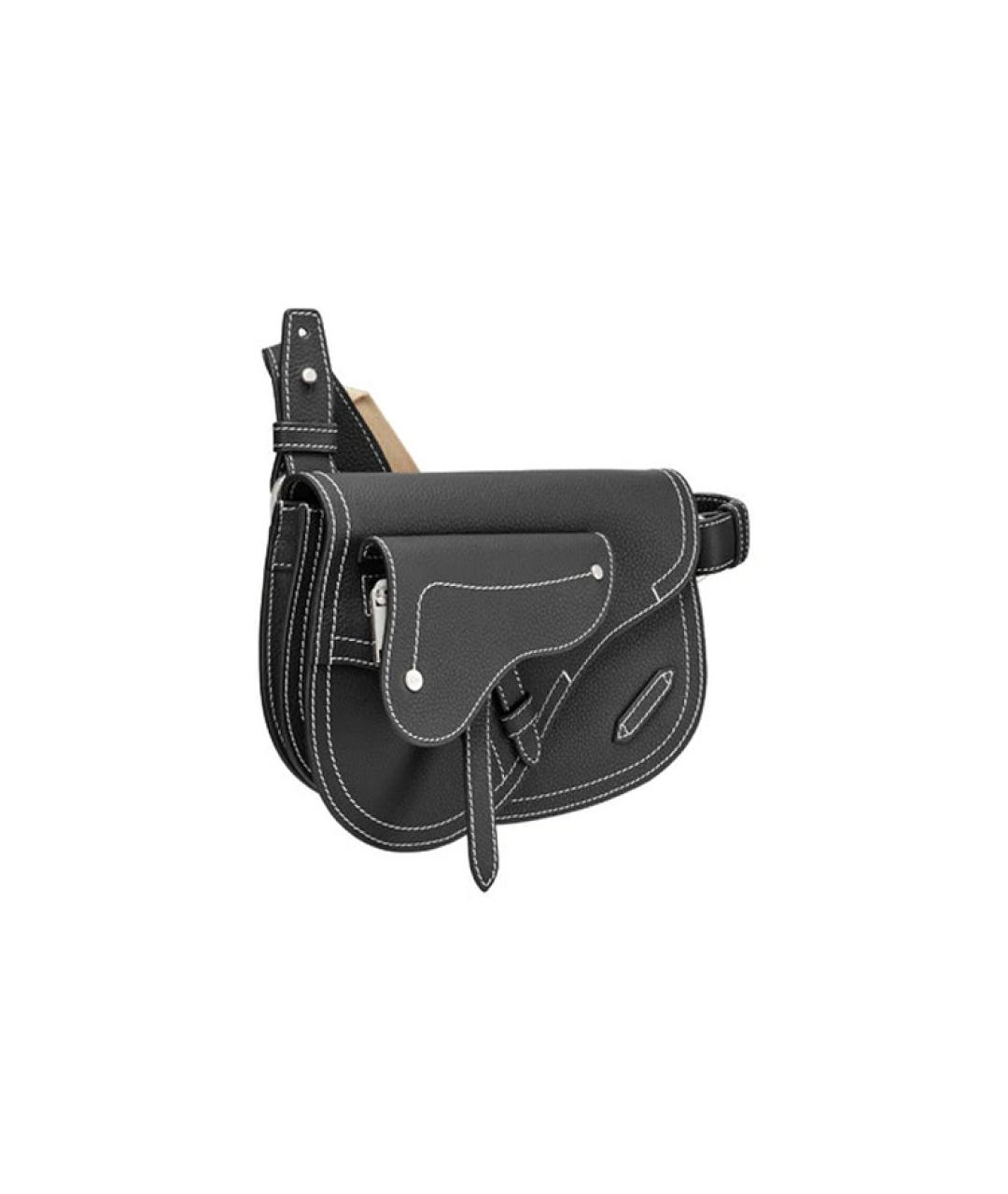 CHRISTIAN DIOR Черная кожаная сумка на плечо, фото 2