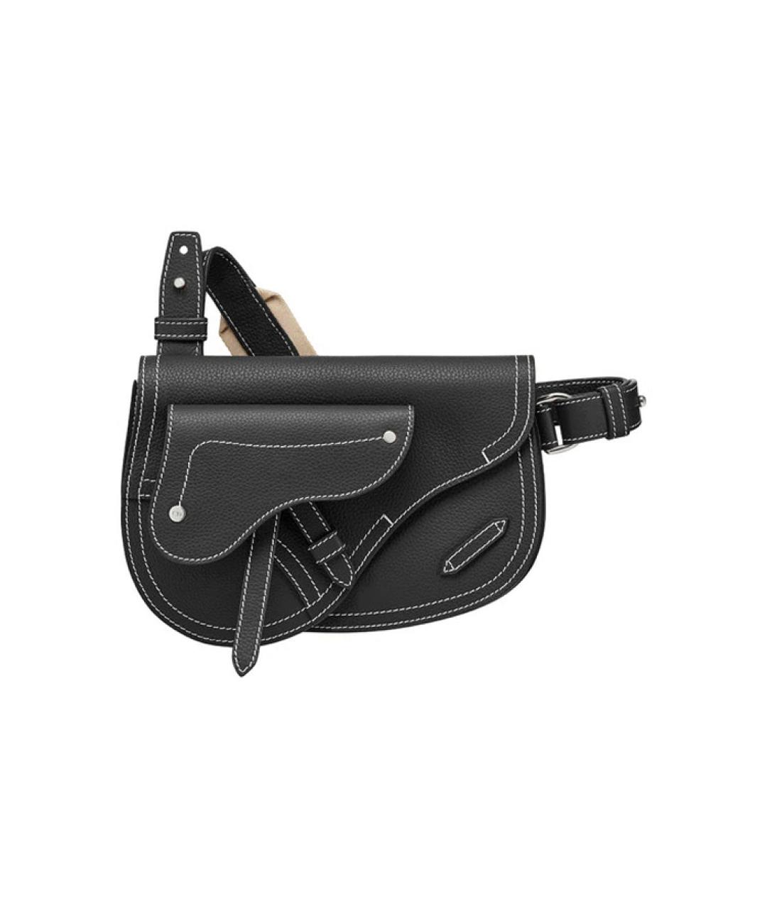 CHRISTIAN DIOR Черная кожаная сумка на плечо, фото 1