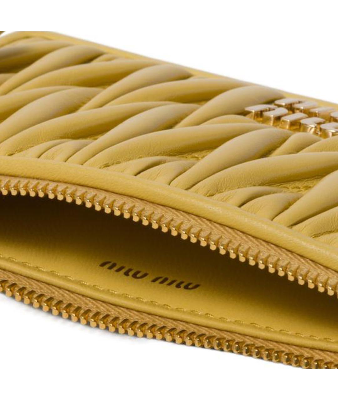 MIU MIU Горчичный кожаный кошелек, фото 4