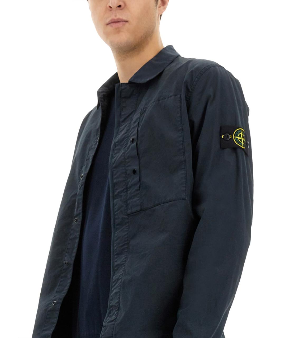 STONE ISLAND Синяя хлопковая кэжуал рубашка, фото 5