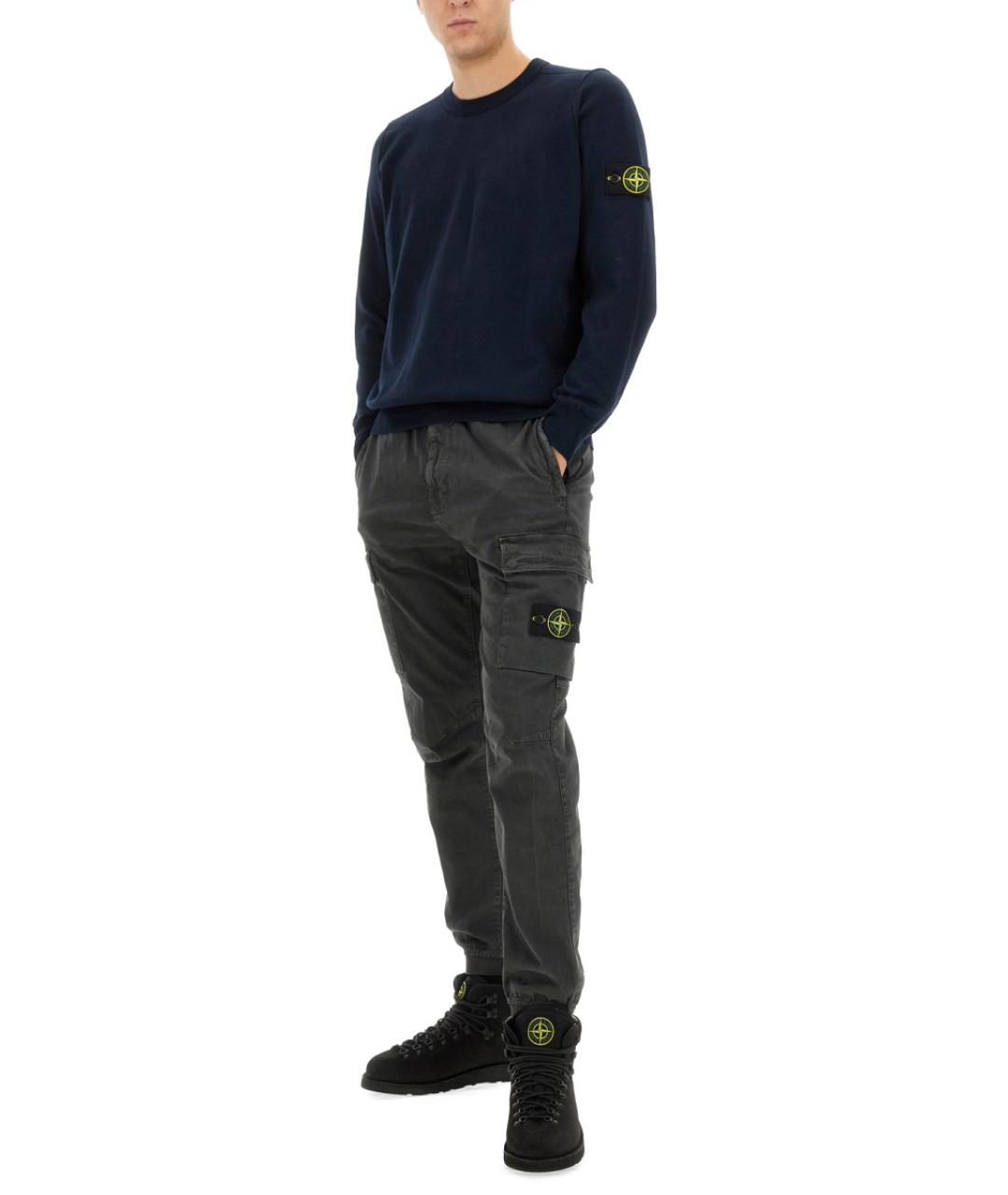 STONE ISLAND Темно-синий хлопковый джемпер / свитер, фото 3