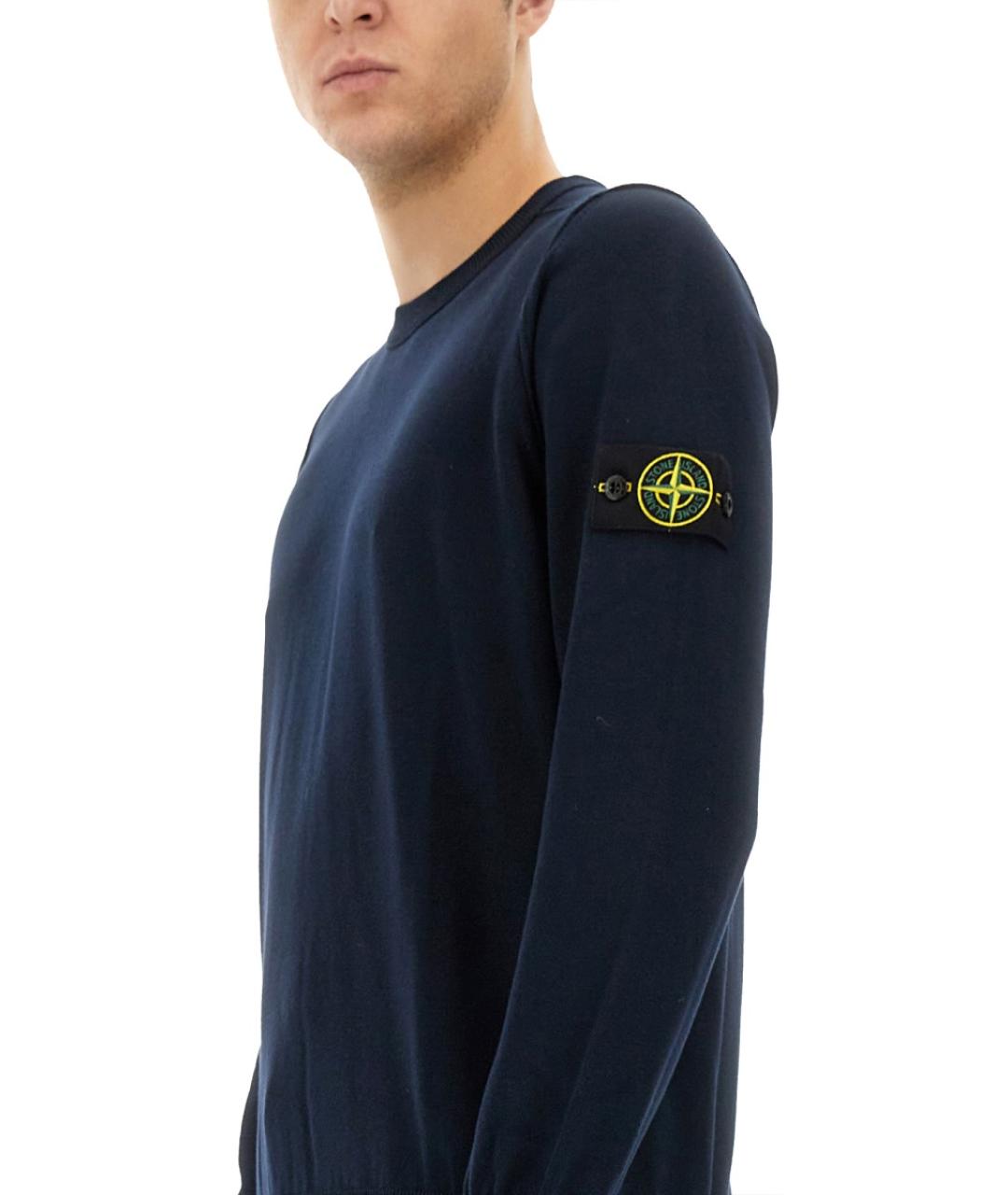 STONE ISLAND Темно-синий хлопковый джемпер / свитер, фото 5