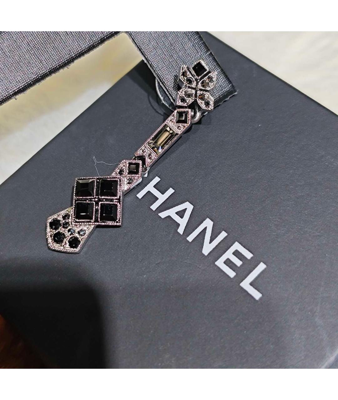 CHANEL Черные серьги, фото 7