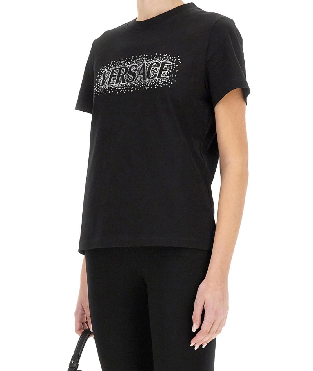 VERSACE Черная хлопковая футболка, фото 4