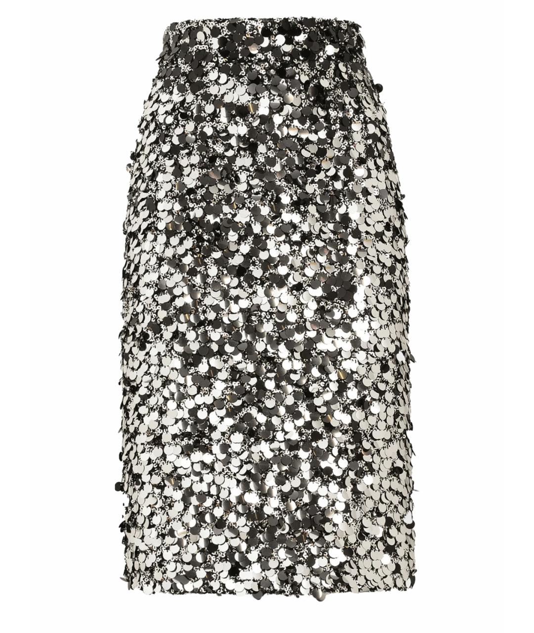 DOLCE&GABBANA Серебряная юбка миди, фото 1