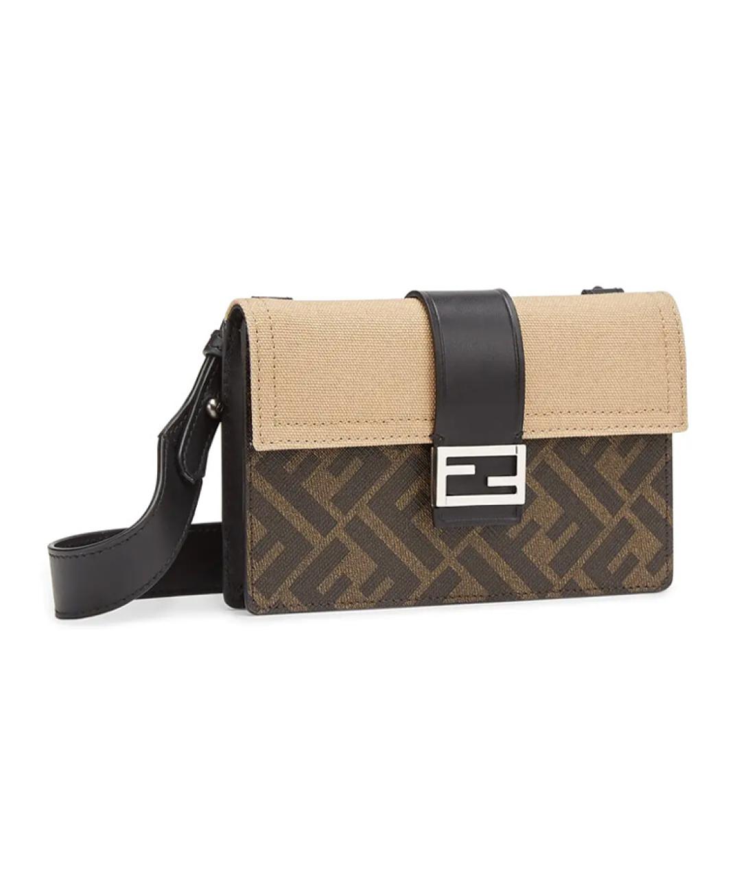 FENDI Коричневая сумка на плечо из канвы, фото 3
