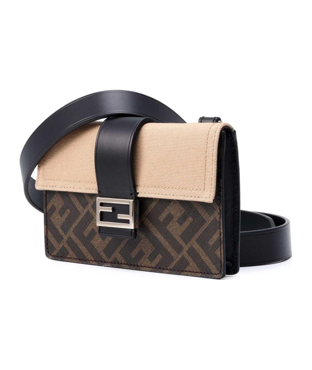FENDI Коричневая сумка на плечо из канвы, фото 4