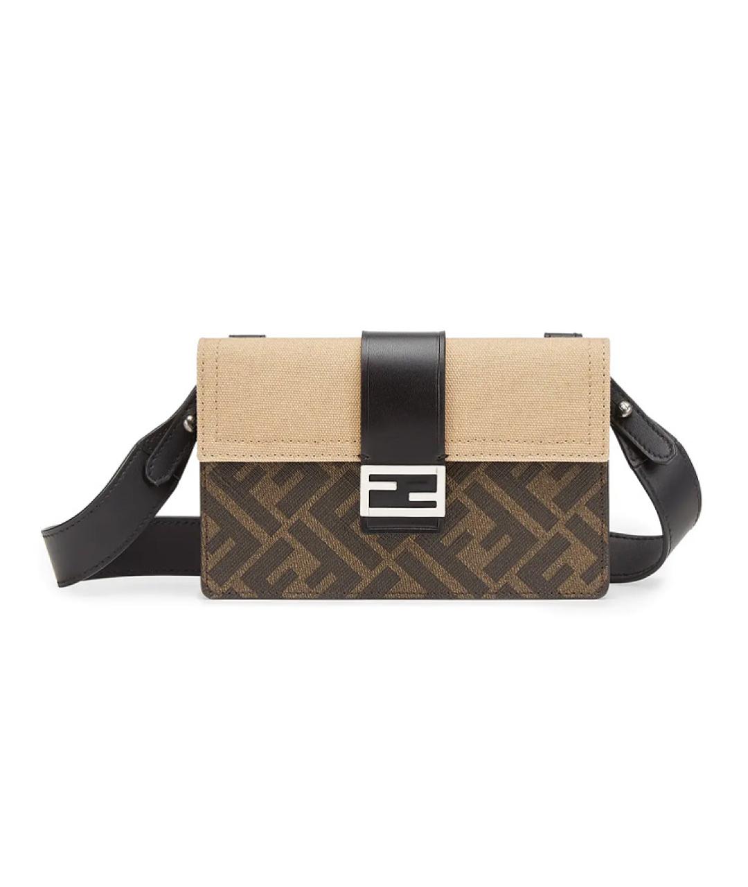 FENDI Коричневая сумка на плечо из канвы, фото 1