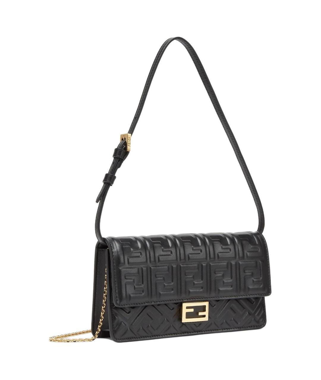 FENDI Черная кожаная сумка через плечо, фото 2