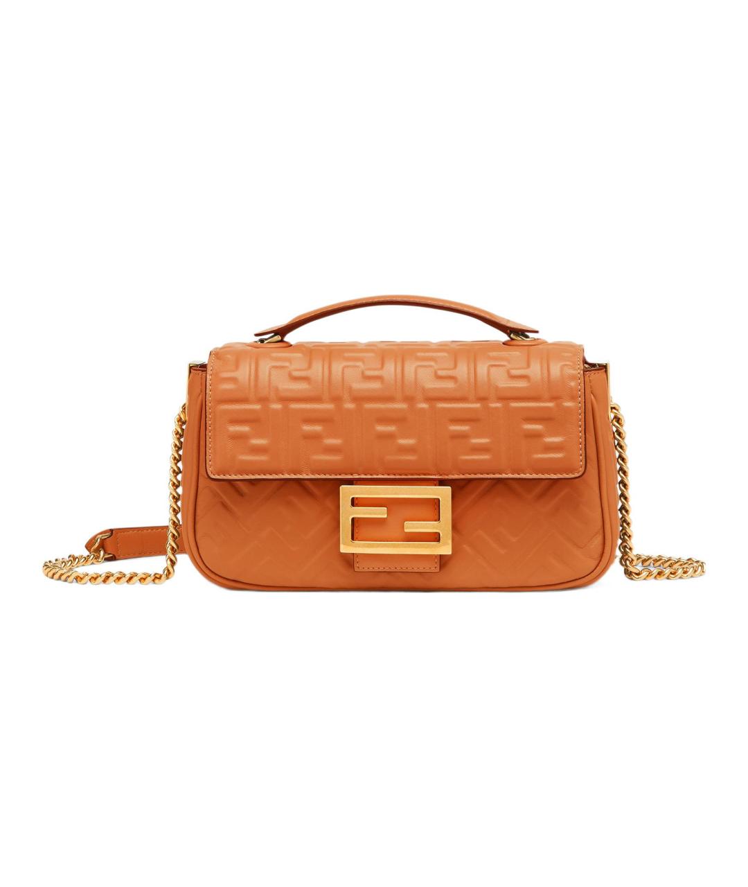 FENDI Оранжевая кожаная сумка через плечо, фото 1