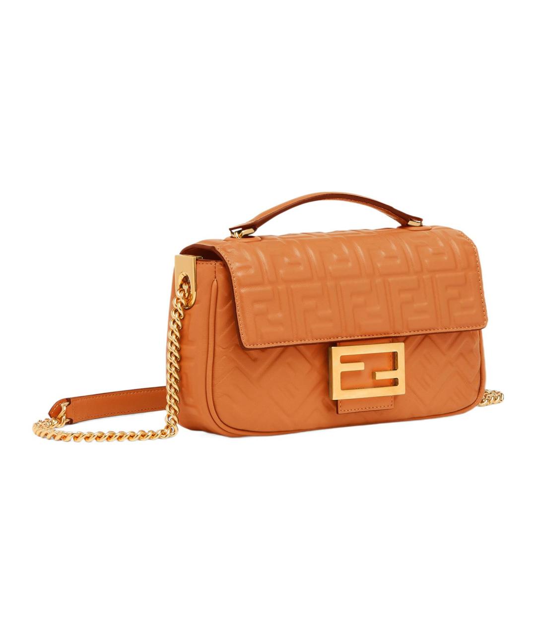 FENDI Оранжевая кожаная сумка через плечо, фото 2