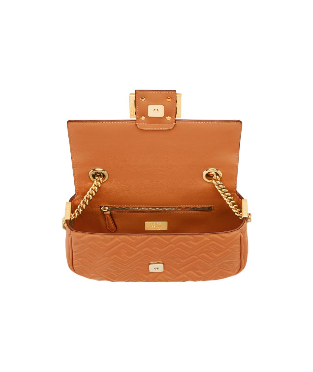 FENDI Оранжевая кожаная сумка через плечо, фото 4