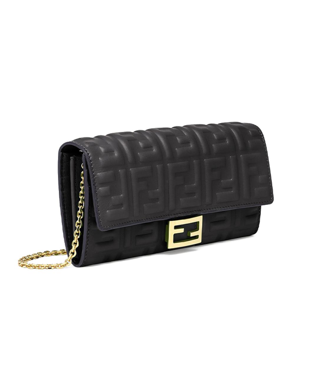 FENDI Черная кожаная сумка через плечо, фото 3