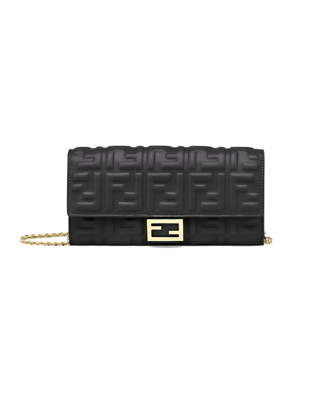 FENDI Черная кожаная сумка через плечо, фото 1