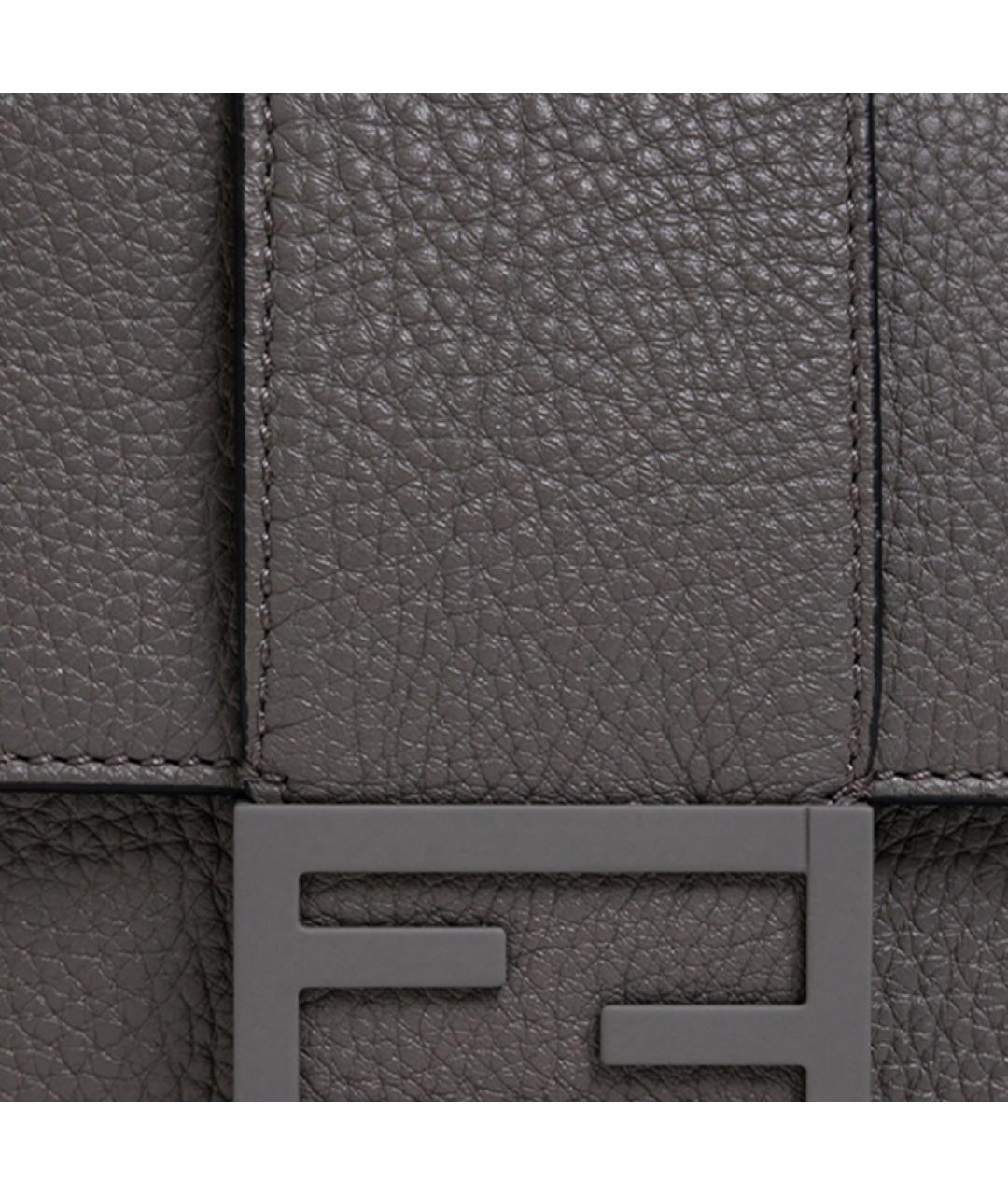 FENDI Серая кожаная сумка на плечо, фото 4