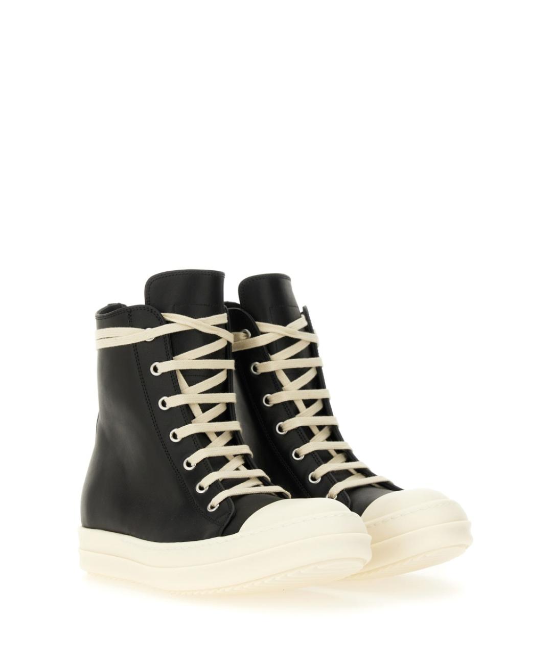 RICK OWENS Черные кожаные кроссовки, фото 2