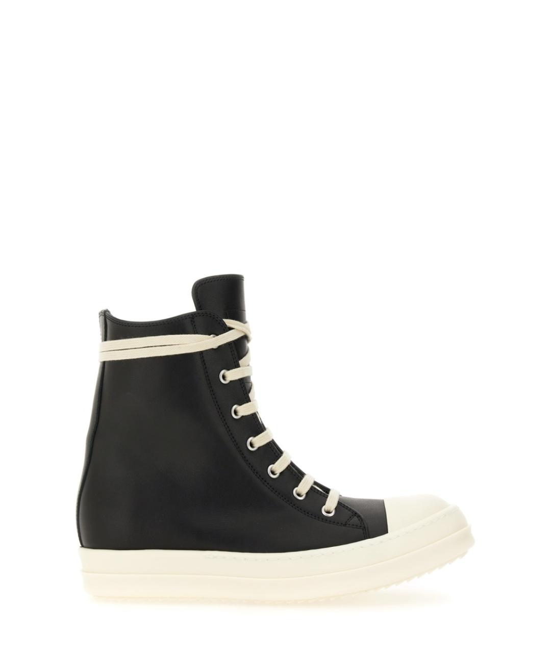 RICK OWENS Черные кожаные кроссовки, фото 1