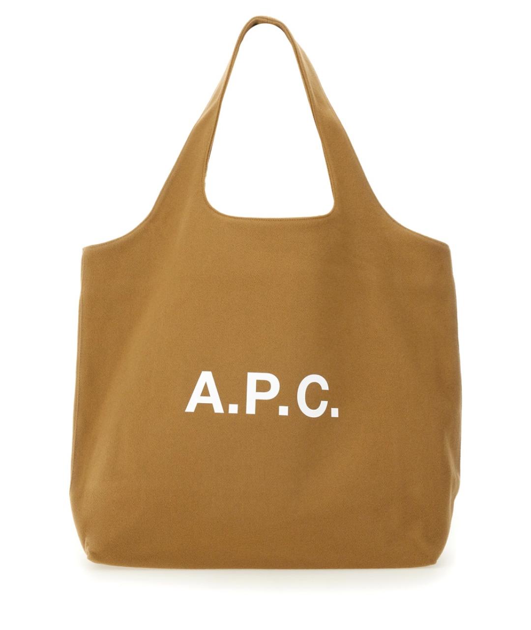 A.P.C. Бежевая шерстяная сумка тоут, фото 1