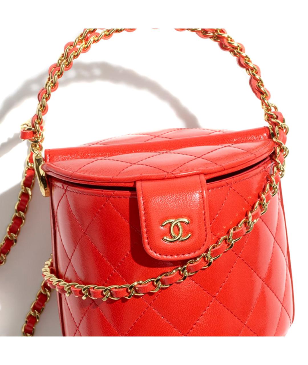 CHANEL Красная кожаная сумка через плечо, фото 4