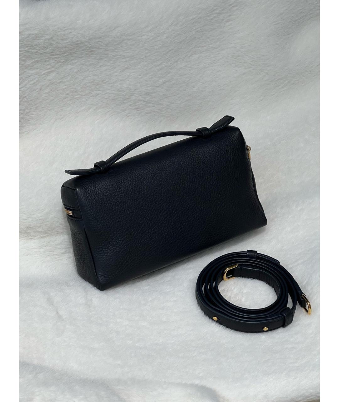LORO PIANA Черная кожаная сумка через плечо, фото 2