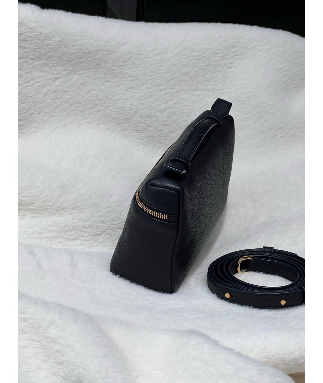 LORO PIANA Черная кожаная сумка через плечо, фото 3