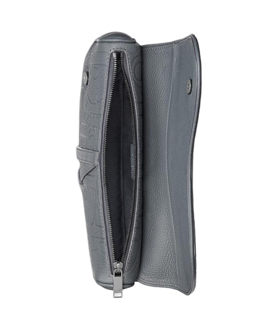 CHRISTIAN DIOR Серая кожаная сумка через плечо, фото 4