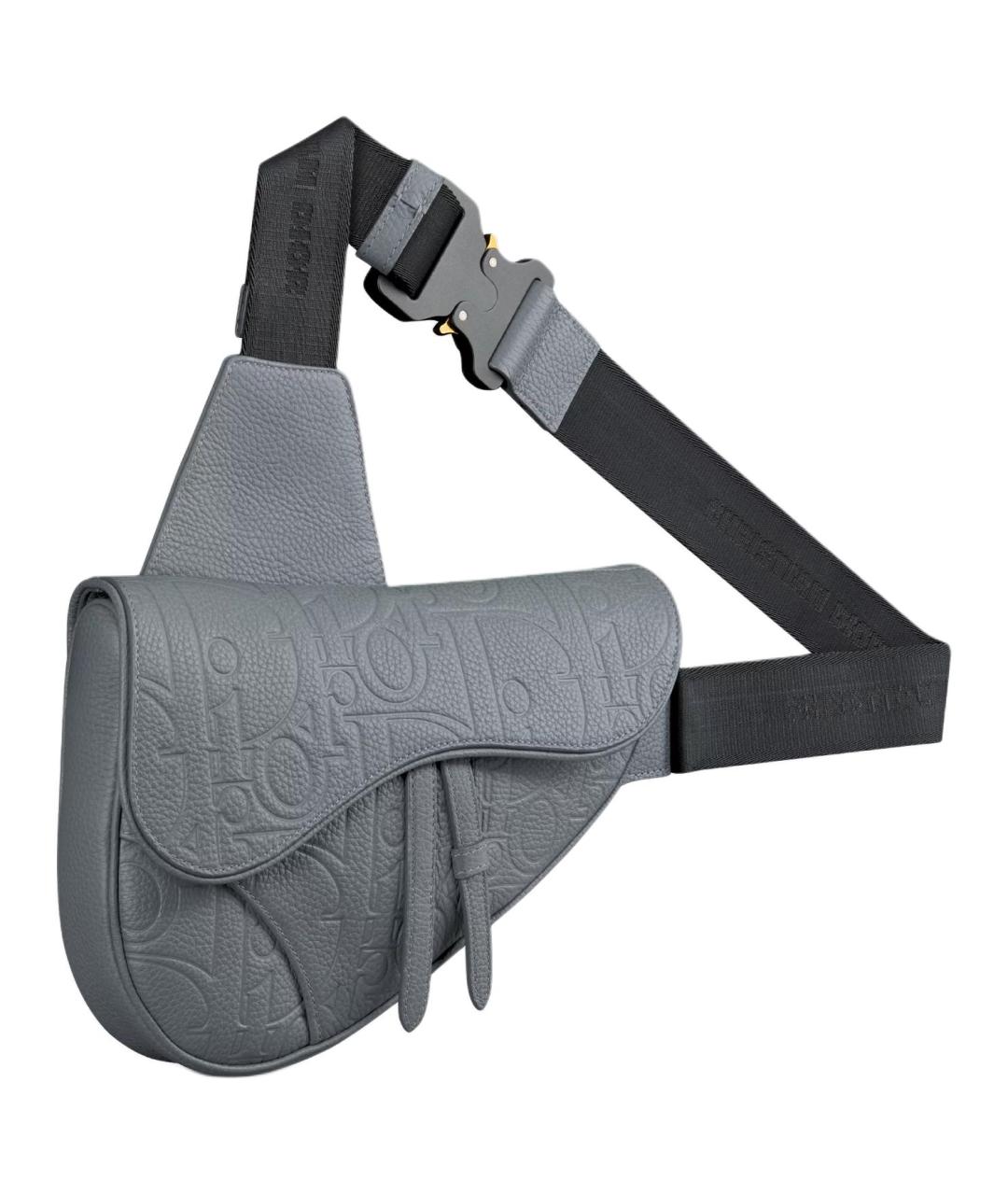 CHRISTIAN DIOR Серая кожаная сумка через плечо, фото 2