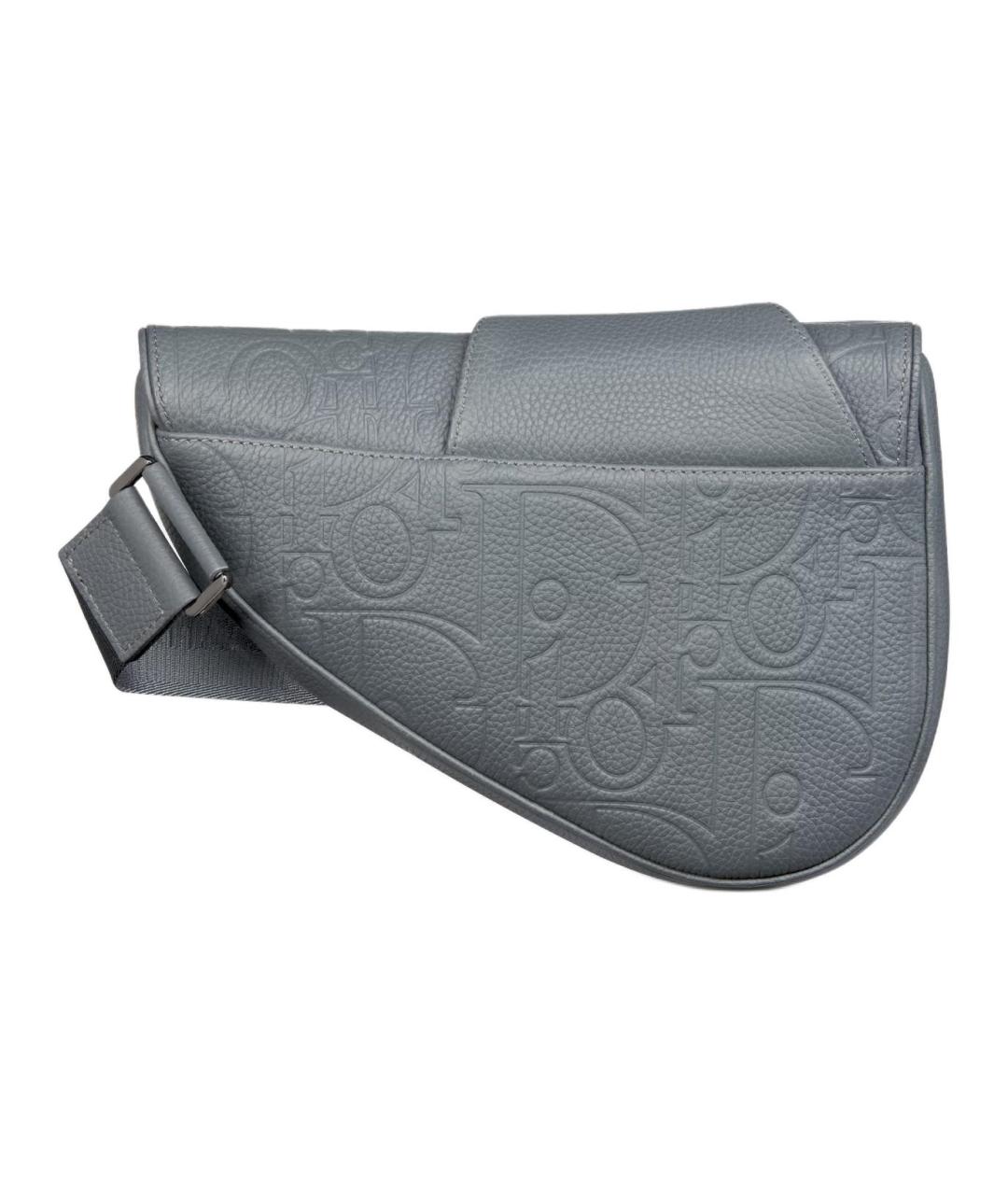 CHRISTIAN DIOR Серая кожаная сумка через плечо, фото 3