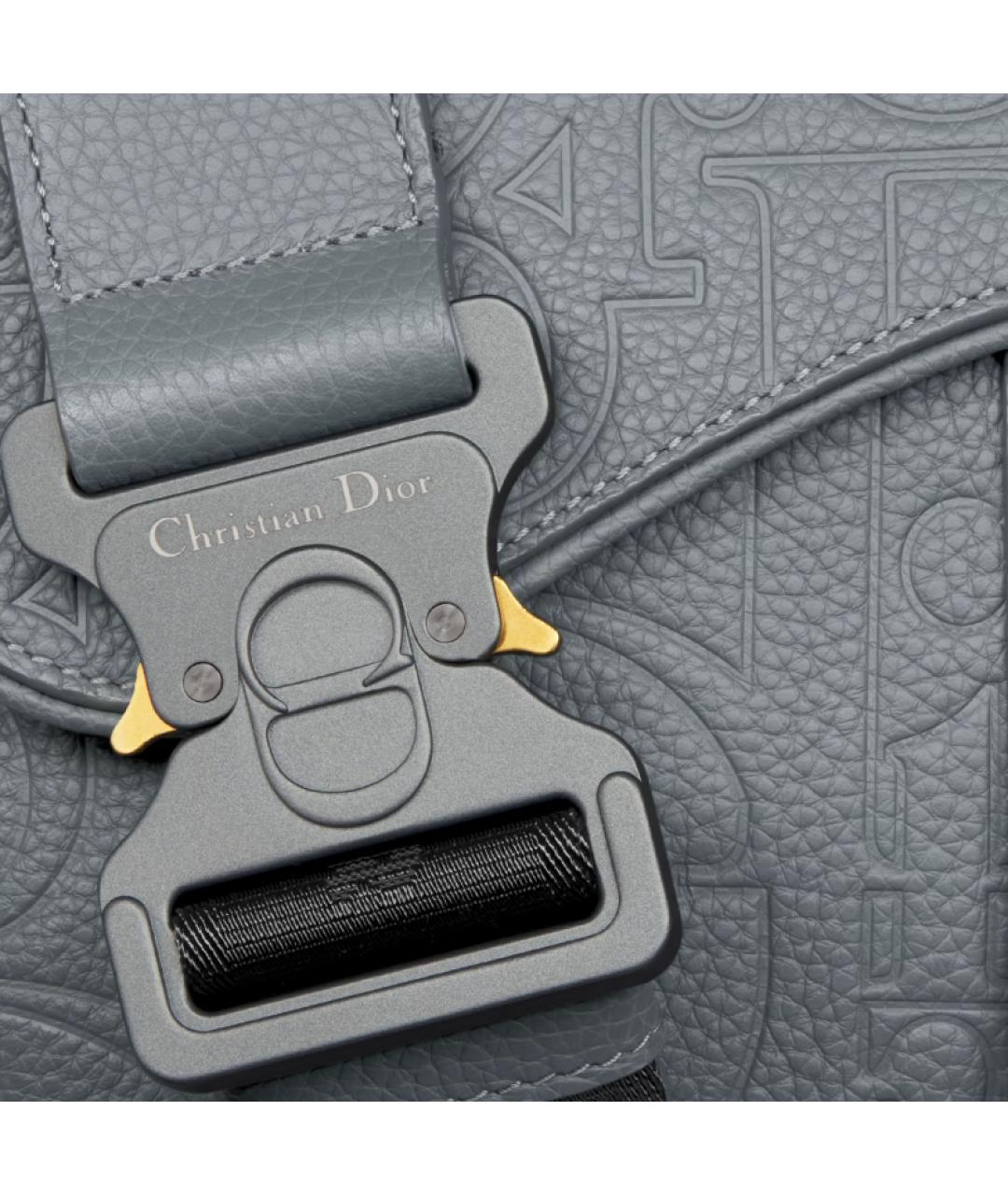 CHRISTIAN DIOR Серая кожаная сумка через плечо, фото 5