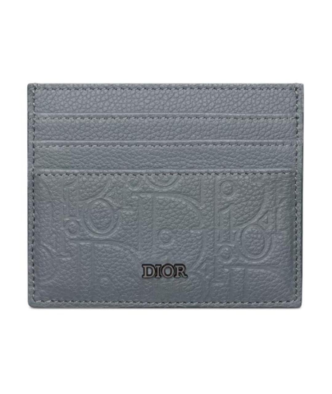 CHRISTIAN DIOR Серый кожаный кардхолдер, фото 1