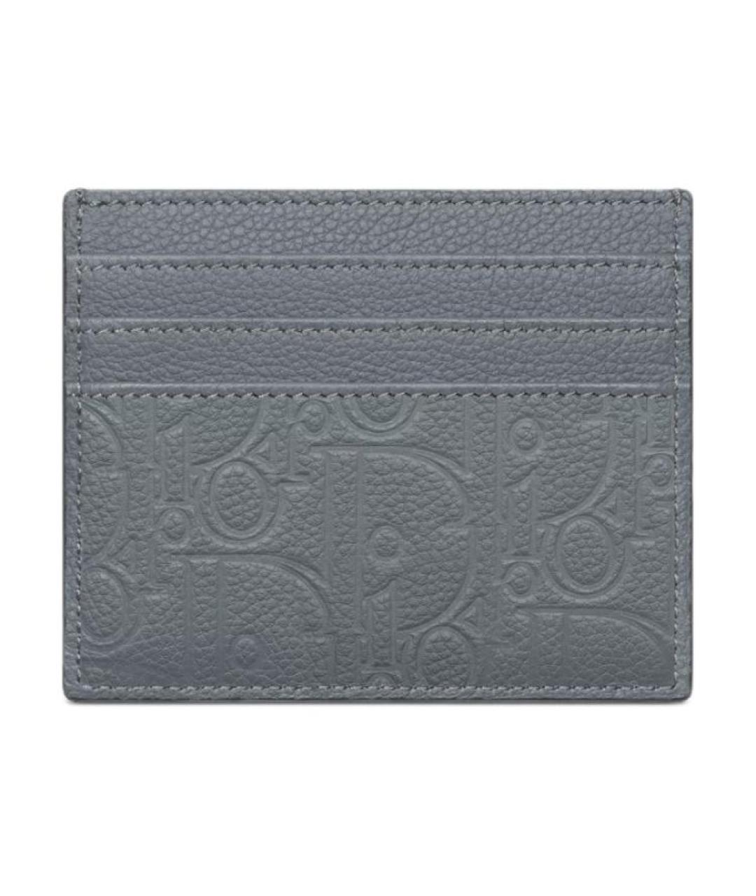 CHRISTIAN DIOR Серый кожаный кардхолдер, фото 2